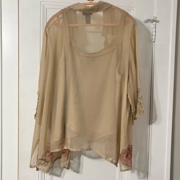 Avenue of omens 2 pc 100% silk top size 22-24 - Picture 10 of 11